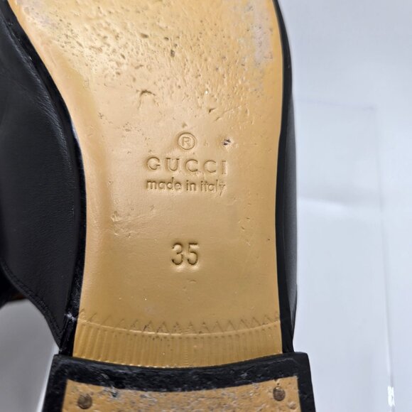 Gucci Princetown Mules Horsebit Bee Embroidered Slip-On Leather Black Women's 35 - Picture 8 of 10